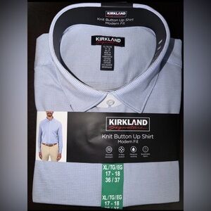 Men's Kirkland Signature  Modern Fit Dress Shirt XL (17-18/36-37) Blue - NWT!